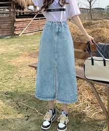 anown（アノン）の「【CANVAS+】フロントスリットデニムスカート（デニムスカート）」