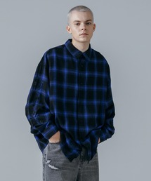 ajouter flow（アジューテフロー）の「【ajouter flow】cosmos embroidery ombre check shirt / コスモス刺繍オンブレチェックシャツ（シャツ/ブラウス）」