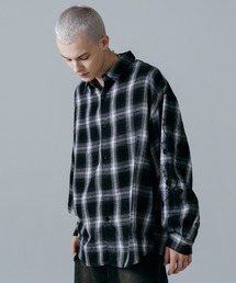 ajouter flow（アジューテフロー）の「【ajouter flow】cosmos embroidery ombre check shirt / コスモス刺繍オンブレチェックシャツ（シャツ/ブラウス）」