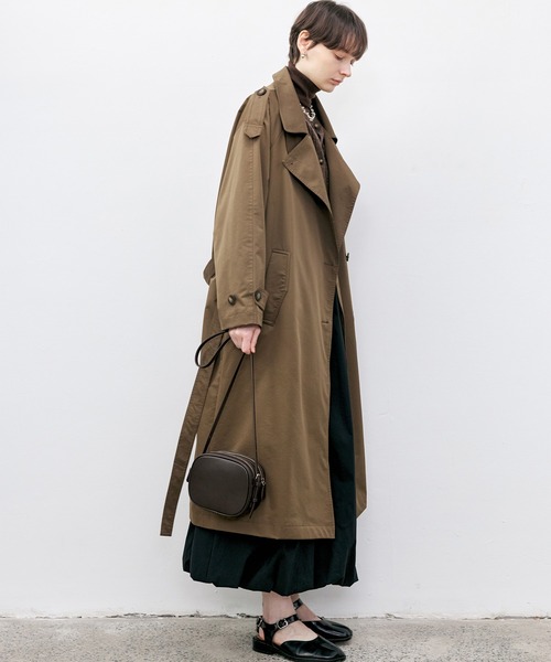 セール】【tageechita】ベルト付きダブルブレストトレンチコート
