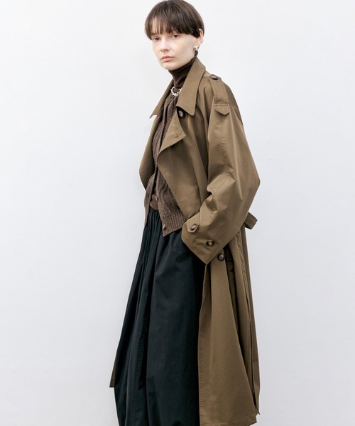セール】【tageechita】ベルト付きダブルブレストトレンチコート