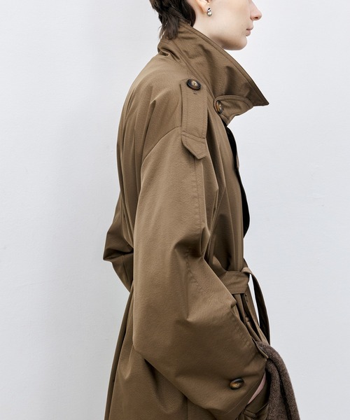 セール】【tageechita】ベルト付きダブルブレストトレンチコート