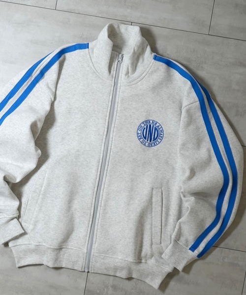 セール】embroidery side line sweat track jacket/胸刺繍 サイド