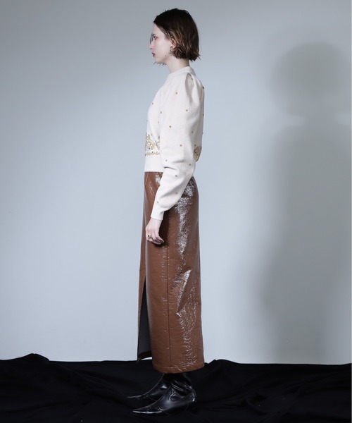 mici（ミチ）の「(mici)ビーズエンブロイダリーモールニット（ニット/セーター・レディース・ブラック/ホワイト系その他・FREE）」の5枚目の写真