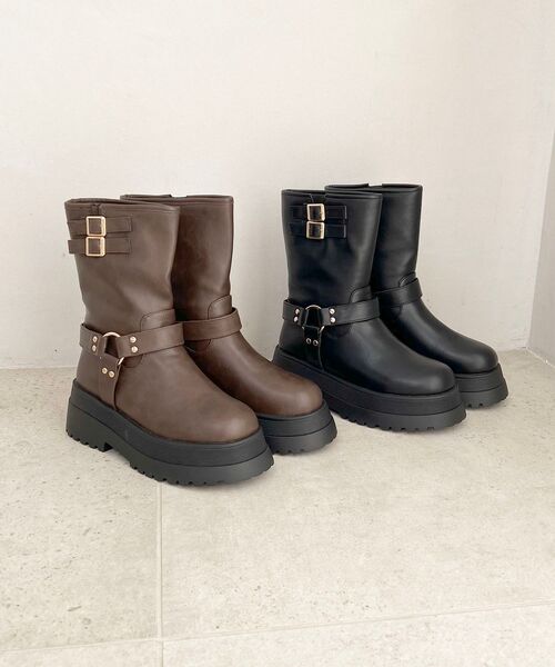MAJESTIC LEGON（マジェスティックレゴン）の「エンジニアショートブーツ（ブーツ・レディース・ブラック/ブラウン系その他2・SMALL/MEDIUM/LARGE）」の2枚目の写真