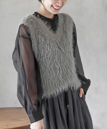 前後2WAYフェザーニットベスト