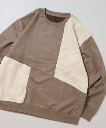 faux suede switching design cutsew/スウェードタッチ 切り替えデザイン カットソー レディース メンズ