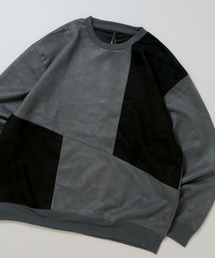 faux suede switching design cutsew/スウェードタッチ 切り替えデザイン カットソー レディース メンズ