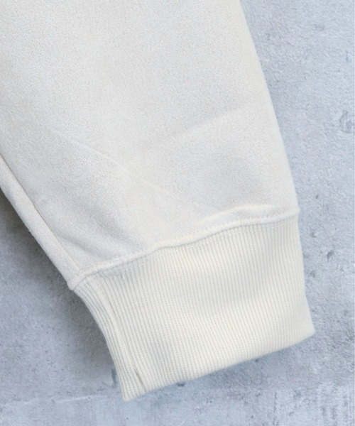 Ritzy（リッツィー）の「faux suede switching design cutsew/スウェードタッチ 切り替えデザイン カットソー レディース メンズ（スウェット・メンズ・ブラック/グレイッシュベージュ/サックスブルー/オフホワイト/チャコールグレー・M/XL/L）」の8枚目の写真
