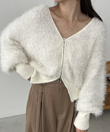 CAPRICIEUX LE'MAGE | リボンヤーンZIPカーディガン(カーディガン/ボレロ)