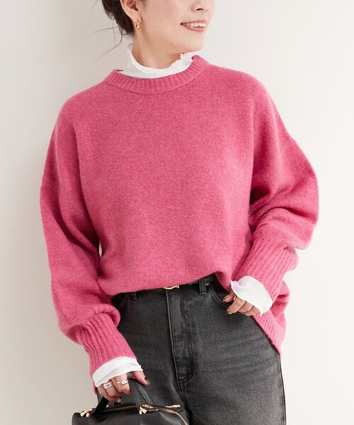 B.C STOCK（ベーセーストック）の「《追加3》FOXMIXクルーネックプルオーバー（ニット/セーター・レディース・ピンク/レッド/ベージュ/チャコールグレー/ブルー・FREE）」の4枚目の写真