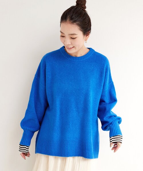 B.C STOCK（ベーセーストック）の「《追加3》FOXMIXクルーネックプルオーバー（ニット/セーター・レディース・ピンク/レッド/ベージュ/チャコールグレー/ブルー・FREE）」の3枚目の写真