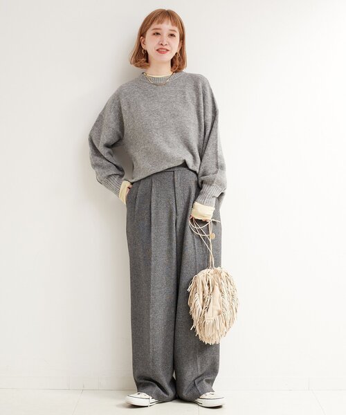 B.C STOCK（ベーセーストック）の「《追加3》FOXMIXクルーネックプルオーバー（ニット/セーター・レディース・ピンク/レッド/ベージュ/チャコールグレー/ブルー・FREE）」の6枚目の写真