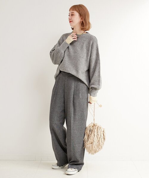 B.C STOCK（ベーセーストック）の「《追加3》FOXMIXクルーネックプルオーバー（ニット/セーター・レディース・ピンク/レッド/ベージュ/チャコールグレー/ブルー・FREE）」の7枚目の写真