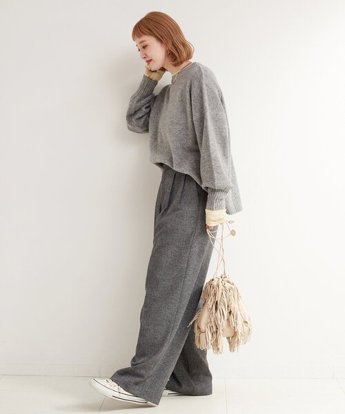 B.C STOCK（ベーセーストック）の「《追加3》FOXMIXクルーネックプルオーバー（ニット/セーター・レディース・ピンク/レッド/ベージュ/チャコールグレー/ブルー・FREE）」の8枚目の写真