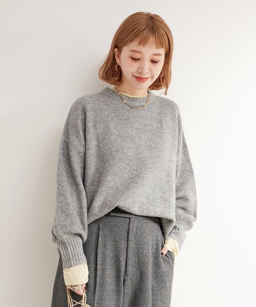 B.C STOCK（ベーセーストック）の「《追加3》FOXMIXクルーネックプルオーバー（ニット/セーター・レディース・ピンク/レッド/ベージュ/チャコールグレー/ブルー・FREE）」の10枚目の写真