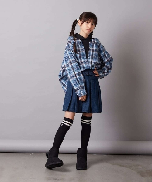 a.v.v（アーヴェヴェ）の「[140-150]【ふんわり重ね着】レイヤードシャツ（シャツ/ブラウス・キッズ・ブラック/ブルー・140/150）」の11枚目の写真