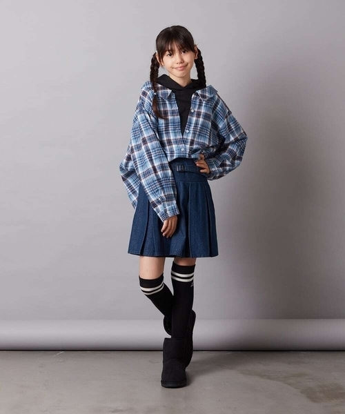 a.v.v（アーヴェヴェ）の「[140-150]【ふんわり重ね着】レイヤードシャツ（シャツ/ブラウス・キッズ・ブラック/ブルー・140/150）」の12枚目の写真