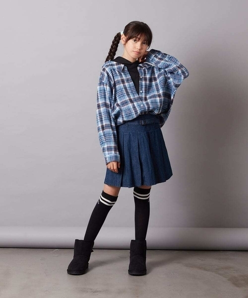 a.v.v（アーヴェヴェ）の「[140-150]【ふんわり重ね着】レイヤードシャツ（シャツ/ブラウス・キッズ・ブラック/ブルー・140/150）」の13枚目の写真
