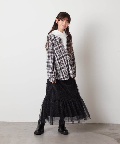 a.v.v（アーヴェヴェ）の「[140-150]【ふんわり重ね着】レイヤードシャツ（シャツ/ブラウス・キッズ・ブラック/ブルー・140/150）」の22枚目の写真