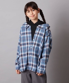 コットン/リネン washer CHECK ノーカラーシャツ bulle de savon（ビュルデサボン）の「△コットン/リネン washer
