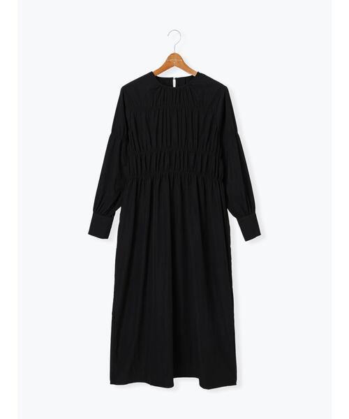 Lugnoncure（ルノンキュール）の「シャーリングワンピース（ワンピース・レディース・ブラック/カーキ/ベージュ・F）」の5枚目の写真