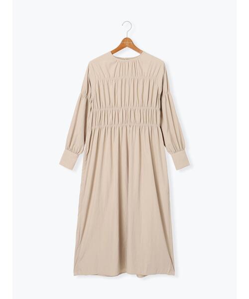 Lugnoncure（ルノンキュール）の「シャーリングワンピース（ワンピース・レディース・ブラック/カーキ/ベージュ・F）」の7枚目の写真