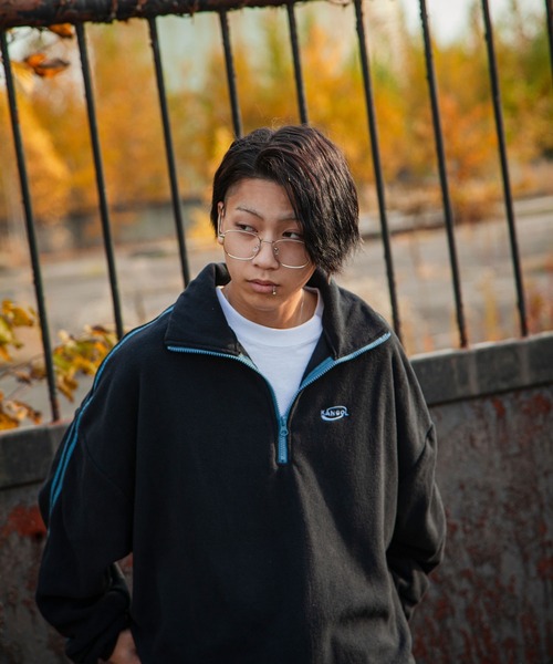 KANGOL（カンゴール）の「【KANGOL】 マイクロ フリース 袖ライン ラグラン 長袖 ハーフジップ プルオーバー スウェット / トレーナー（スウェット・レディース・ブラック×ホワイト/グレー系1/ブルー系/ホワイト×ブルー/ホワイト×ブラック/チャコールグレー×ブラック/ブラック×ブルー/ネイビー系/グレー系・MEDIUM/LARGE）」の19枚目の写真