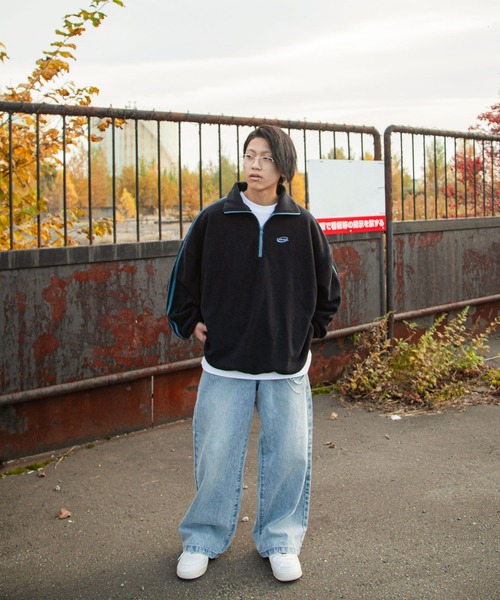 KANGOL（カンゴール）の「【KANGOL】 マイクロ フリース 袖ライン ラグラン 長袖 ハーフジップ プルオーバー スウェット / トレーナー（スウェット・レディース・ブラック×ホワイト/グレー系1/ブルー系/ホワイト×ブルー/ホワイト×ブラック/チャコールグレー×ブラック/ブラック×ブルー/ネイビー系/グレー系・MEDIUM/LARGE）」の21枚目の写真