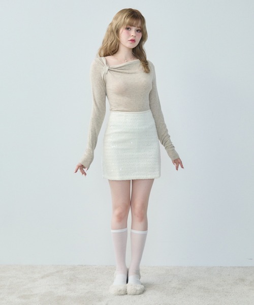 TITTY&CO.（ティティーアンドコー）の「ツイードミニスカート（スカート・レディース・アイボリー/ブラック・FREE）」の8枚目の写真