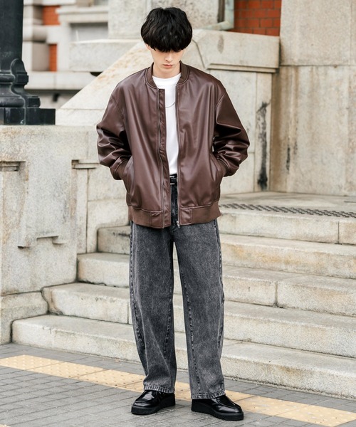 Rocky Monroe(ロッキーモンロー)の「バレルレッグジーンズ ワイドデニムパンツ(デニムパンツ・メンズ・ライトブラック/ケミカルウォッシュ/ワンウォッシュ/ブラック/インディゴブルー・M/L/XL)」の14枚目の写真