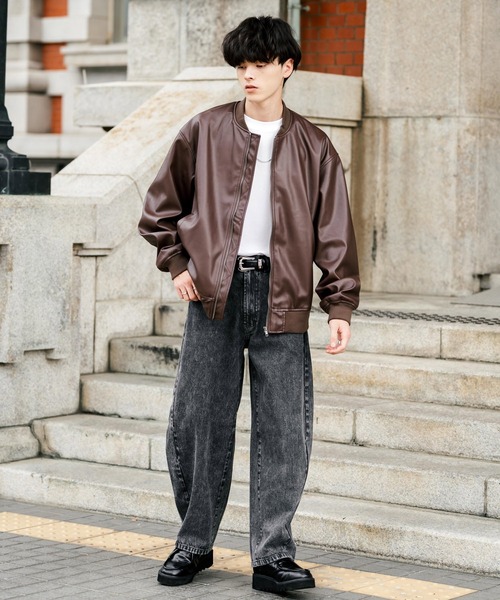 Rocky Monroe(ロッキーモンロー)の「バレルレッグジーンズ ワイドデニムパンツ(デニムパンツ・メンズ・ライトブラック/ケミカルウォッシュ/ワンウォッシュ/ブラック/インディゴブルー・M/L/XL)」の15枚目の写真