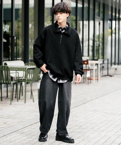 Rocky Monroe(ロッキーモンロー)の「バレルレッグジーンズ ワイドデニムパンツ(デニムパンツ・メンズ・ライトブラック/ケミカルウォッシュ/ワンウォッシュ/ブラック/インディゴブルー・M/L/XL)」の9枚目の写真