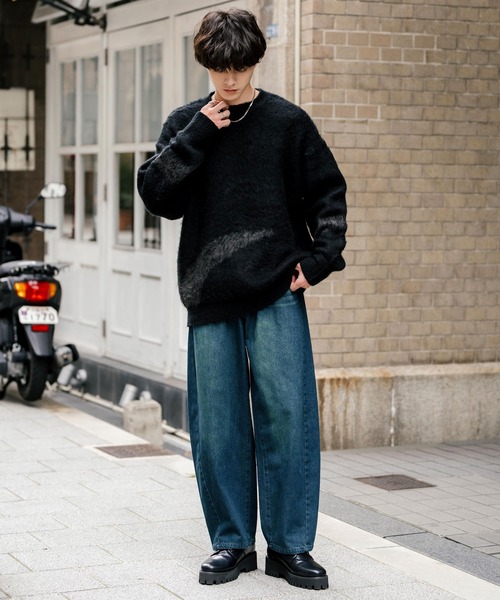 Rocky Monroe(ロッキーモンロー)の「バレルレッグジーンズ ワイドデニムパンツ(デニムパンツ・メンズ・ライトブラック/ケミカルウォッシュ/ワンウォッシュ/ブラック/インディゴブルー・M/L/XL)」の18枚目の写真