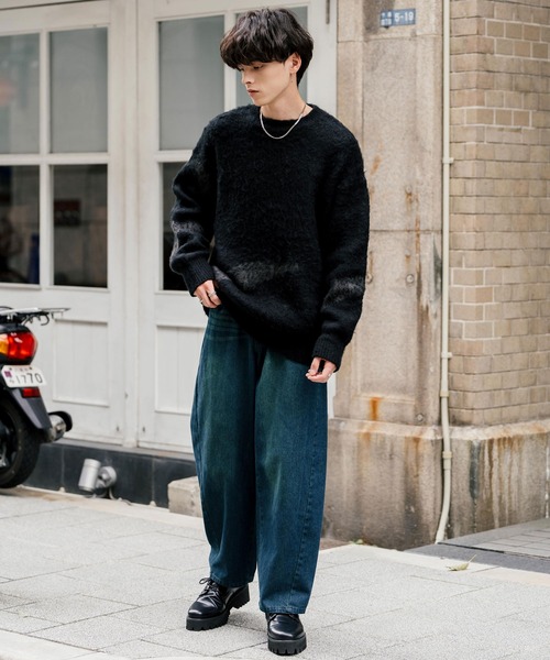 Rocky Monroe(ロッキーモンロー)の「バレルレッグジーンズ ワイドデニムパンツ(デニムパンツ・メンズ・ライトブラック/ケミカルウォッシュ/ワンウォッシュ/ブラック/インディゴブルー・M/L/XL)」の19枚目の写真