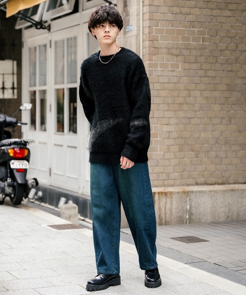 Rocky Monroe(ロッキーモンロー)の「バレルレッグジーンズ ワイドデニムパンツ(デニムパンツ・メンズ・ライトブラック/ケミカルウォッシュ/ワンウォッシュ/ブラック/インディゴブルー・M/L/XL)」の20枚目の写真