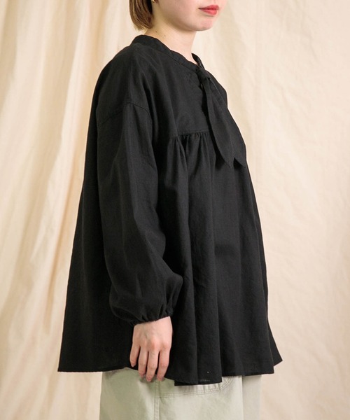 Brocante（ブロカント）の「[Brocante / ブロカント] 20s綿麻シーチング フラールシャツ（シャツ/ブラウス・レディース・ブラック/ホワイト/ライトグレー/ブルー・2）」の15枚目の写真