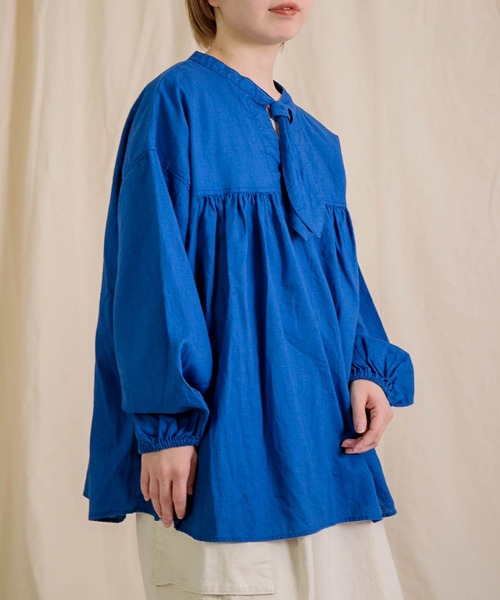 Brocante（ブロカント）の「[Brocante / ブロカント] 20s綿麻シーチング フラールシャツ（シャツ/ブラウス・レディース・ブラック/ホワイト/ライトグレー/ブルー・2）」の5枚目の写真