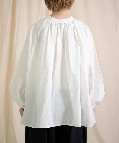 ブラウス シャツ 「Brocante / ブロカント」 20s綿麻シーチング フラールシャツ レディース Brocante / ブロカント] 20s綿麻シーチング フラールシャツ