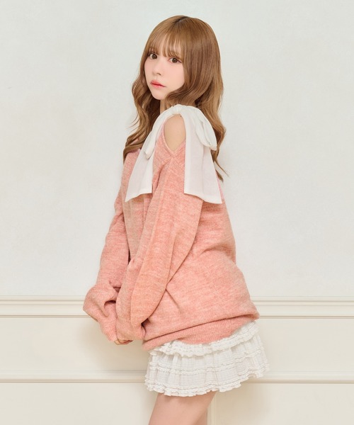 apres jour(アプレジュール)の「リボンラメニットチュニック【ZOZOTOWN限定アイテム】(ニット/セーター・レディース・ベビーピンク/ブラック/ホワイト・フリー/X-LARGE)」の3枚目の写真