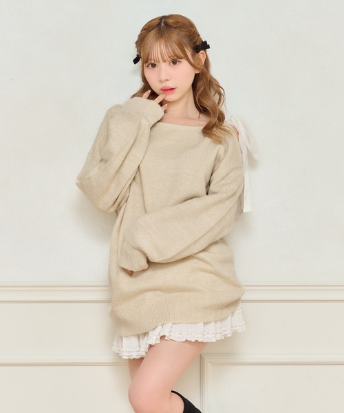 セール】リボンラメニットチュニック【ZOZOTOWN限定アイテム】（ニット