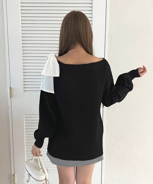 apres jour(アプレジュール)の「リボンラメニットチュニック【ZOZOTOWN限定アイテム】(ニット/セーター・レディース・ベビーピンク/ブラック/ホワイト・フリー/X-LARGE)」の7枚目の写真