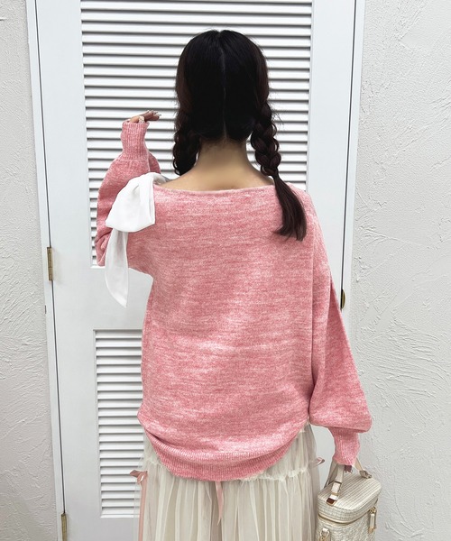 apres jour(アプレジュール)の「リボンラメニットチュニック【ZOZOTOWN限定アイテム】(ニット/セーター・レディース・ベビーピンク/ブラック/ホワイト・フリー/X-LARGE)」の10枚目の写真