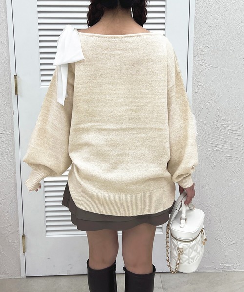 apres jour(アプレジュール)の「リボンラメニットチュニック【ZOZOTOWN限定アイテム】(ニット/セーター・レディース・ベビーピンク/ブラック/ホワイト・フリー/X-LARGE)」の4枚目の写真
