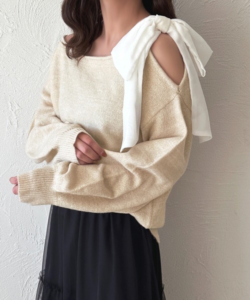 apres jour(アプレジュール)の「リボンラメニットチュニック【ZOZOTOWN限定アイテム】(ニット/セーター・レディース・ベビーピンク/ブラック/ホワイト・フリー/X-LARGE)」の12枚目の写真