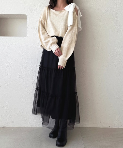 apres jour(アプレジュール)の「リボンラメニットチュニック【ZOZOTOWN限定アイテム】(ニット/セーター・レディース・ベビーピンク/ブラック/ホワイト・フリー/X-LARGE)」の14枚目の写真