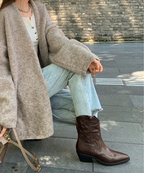 【セール】【shoes365】スクエアトゥPUレザーブーツ（ブーツ）｜shoes365（シューズスリーシックスファイヴ）