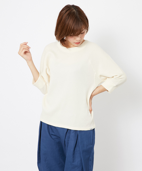 MILKFED.（ミルクフェド）の「WAFFLE H/S TOP（ワッフル/ハーフスリーブ）（Tシャツ/カットソー・レディース・ホワイト/アッシュグレー/ブルー・SMALL/MEDIUM）」の2枚目の写真
