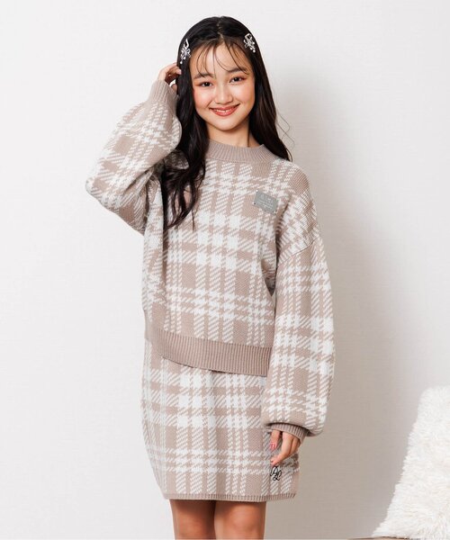 NYコレクション 豪華アイシーブルー刺繍装飾セットアップ ニット&スカート レーススカーフ付ニットトップス | JILL by JILL STUART（ジル