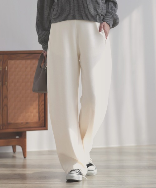 nouvellemoi(ヌーベルモイ)の「ダンボールニットカーブパンツ(その他パンツ・レディース・チャコール/アイボリー/ブラック・M)」の2枚目の写真